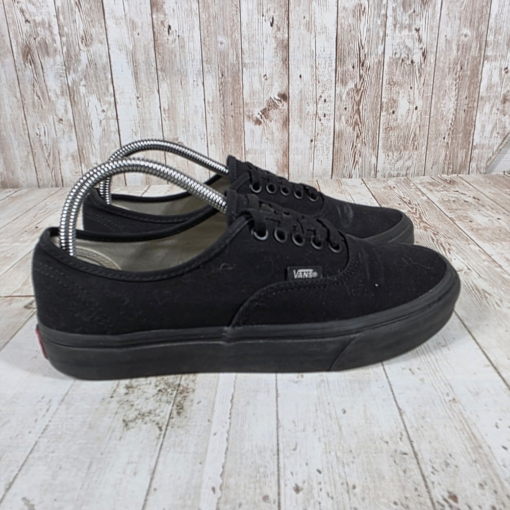 Vans Authentic Black Black Canvas Low Top Skater‎ Shoes Womens 8.5 Mens 7.0